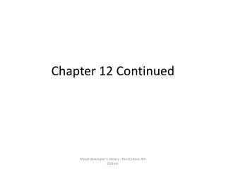 Chapter 12 Continued