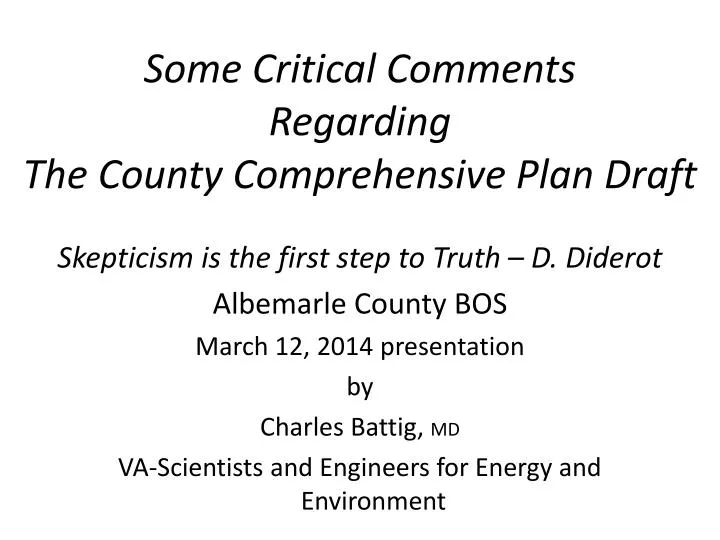 some critical comments regarding the county comprehensive plan draft