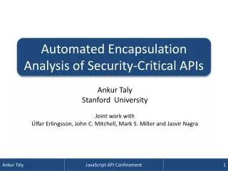 Ankur Taly Stanford University Joint work with