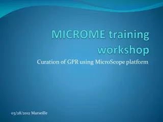 MICROME training workshop