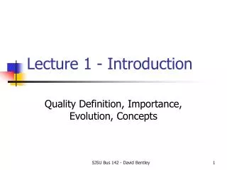 Lecture 1 - Introduction