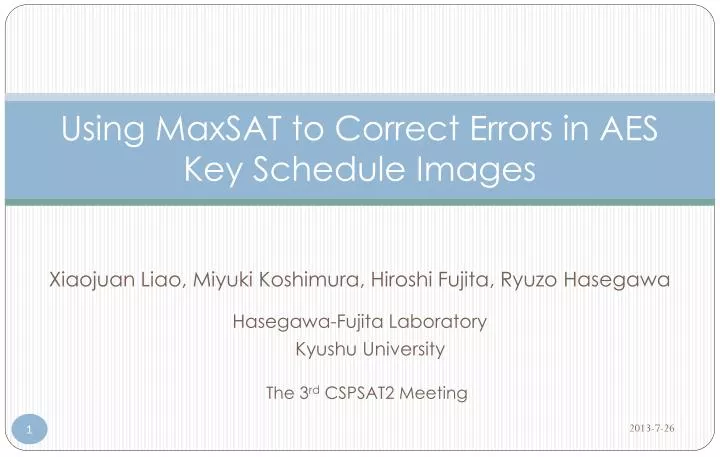 using maxsat to correct errors in aes key schedule images