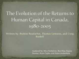 The Evolution of the Returns to Human Capital in Canada, 1980-2005