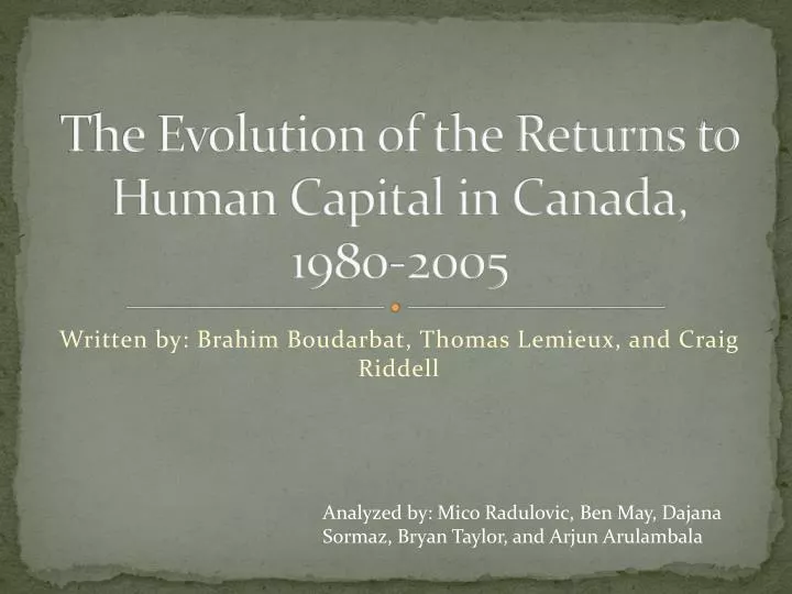 the evolution of the returns to human capital in canada 1980 2005