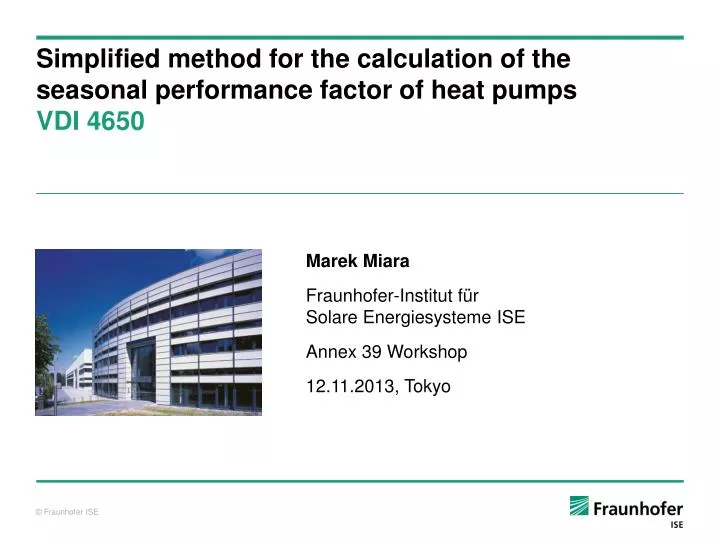 simplified method for the calculation of the seasonal performance factor of heat pumps vdi 4650