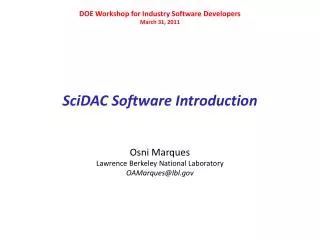 SciDAC Software Introduction