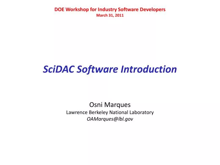 scidac software introduction