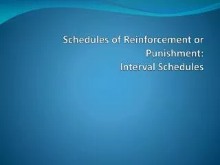 Schedules of Reinforcement or Punishment: Interval Schedules