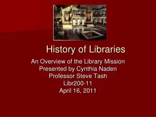 History of Libraries