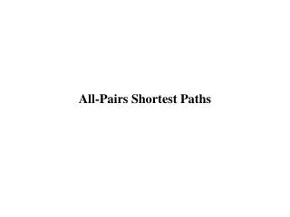 all pairs shortest paths
