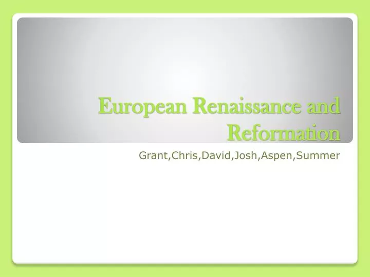 european renaissance and reformation