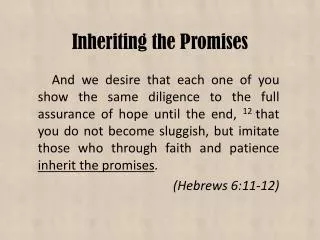 inheriting the promises