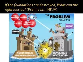 If the foundations are destroyed, What can the righteous do? (Psalms 11:3 NKJV)