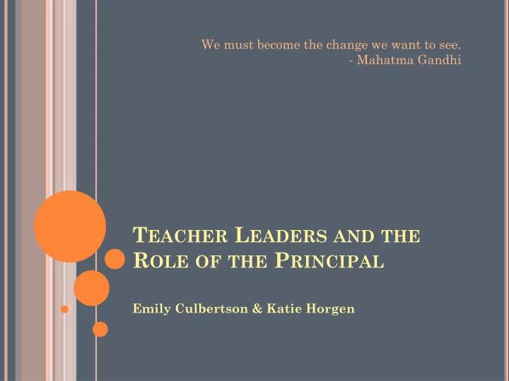 teacher leaders and the role of the principal