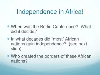Independence in Africa!