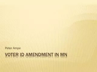 Voter ID Amendment In MN