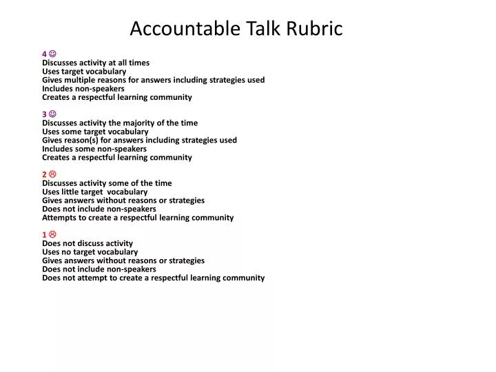 accountable talk rubric