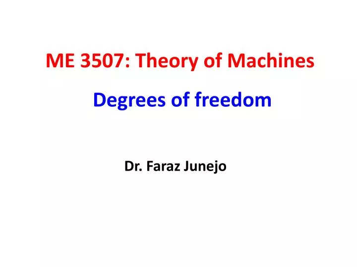 me 3507 theory of machines degrees of freedom