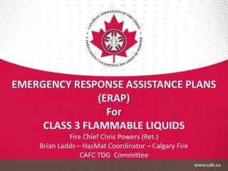 EMERGENCY RESPONSE ASSISTANCE PLANS (ERAP) For CLASS 3 FLAMMABLE LIQUIDS