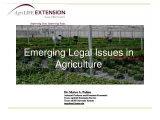 Emerging Legal Issues in Agriculture