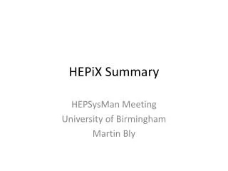 HEPiX Summary