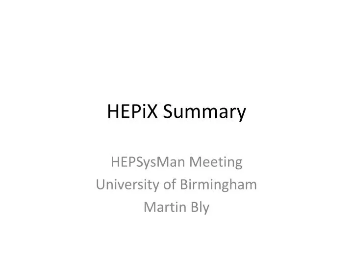 hepix summary