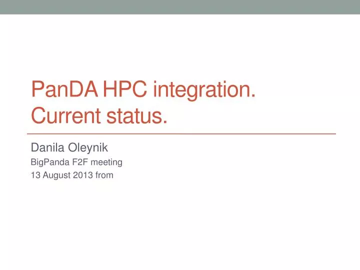 panda hpc integration current status