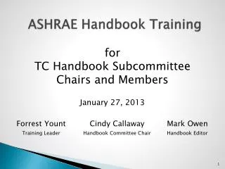 ASHRAE Handbook Training