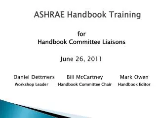 ASHRAE Handbook Training