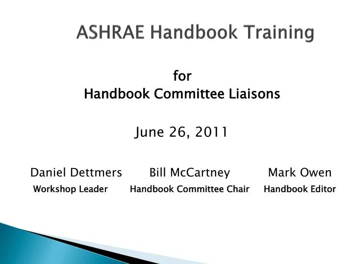 ashrae handbook training