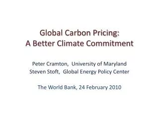 Global Carbon Pricing: A Better Climate Commitment