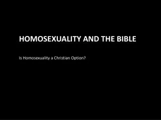 Homosexuality and the Bible