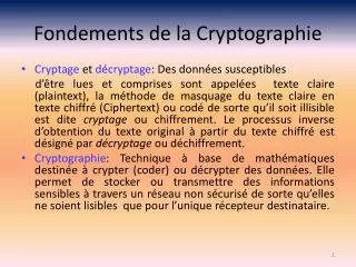 fondements de la cryptographie