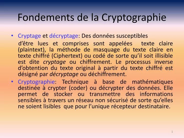 fondements de la cryptographie