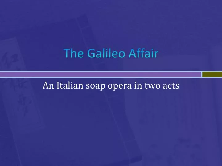 the galileo affair