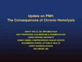 Update on PNH: The Consequences of Chronic Hemolysis