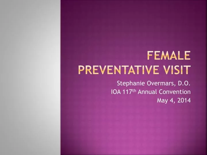 female preventative visit