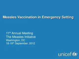 Measles Vaccination in Emergency Setting