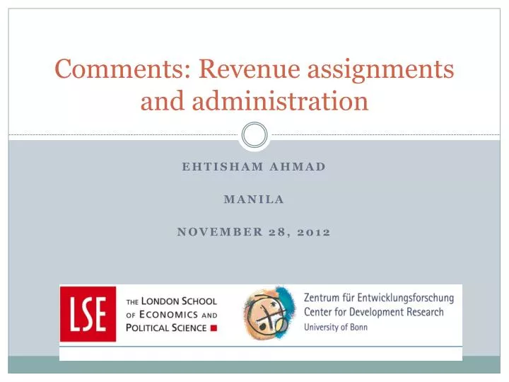 comments revenue assignments and administration