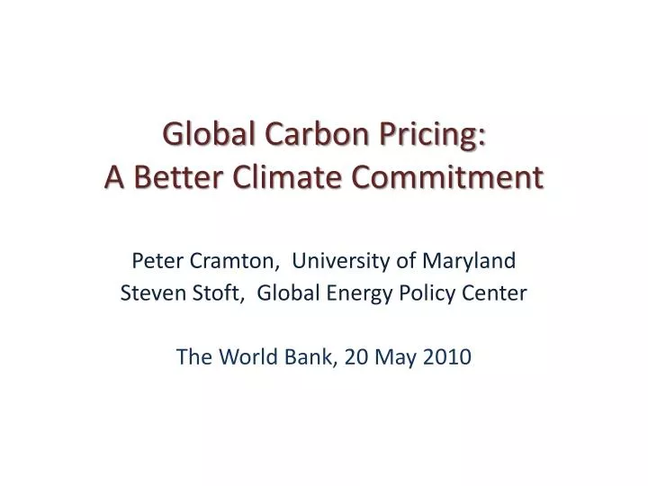 global carbon pricing a better climate commitment