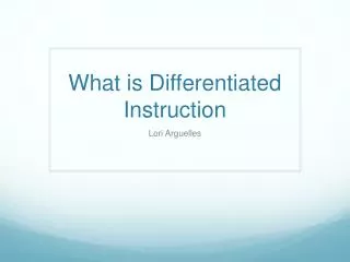 What is Differentiated Instruction