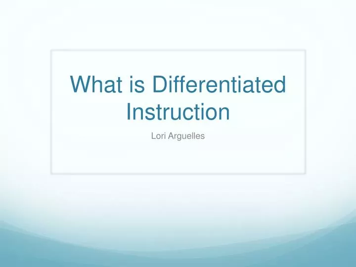 what is differentiated instruction