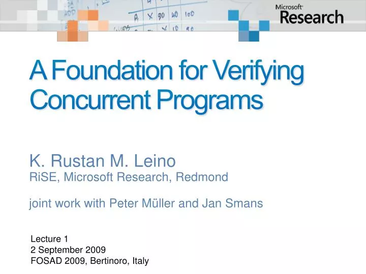 a foundation for verifying concurrent programs