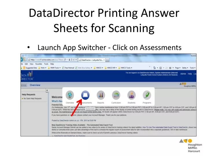 datadirector printing answer sheets for scanning