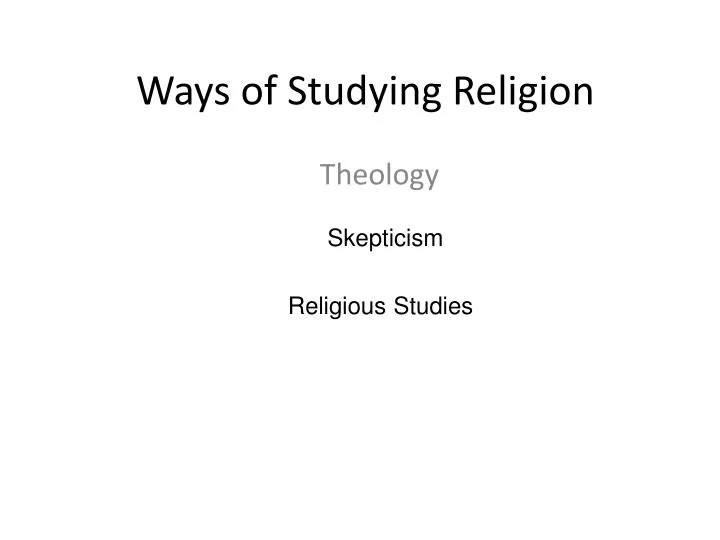 ways of studying religion