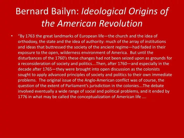 bernard bailyn ideological origins of the american revolution