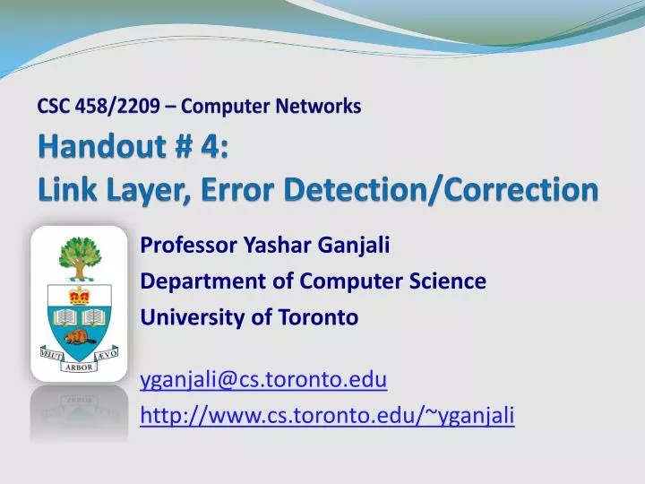 handout 4 link layer error detection correction