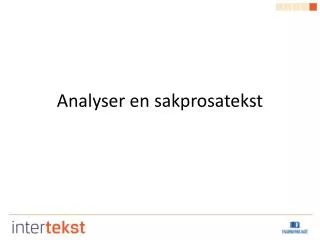 analyser en sakprosatekst
