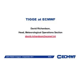 TIGGE at ECMWF