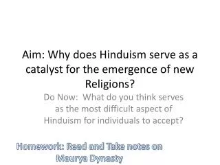 Aim: Why does Hinduism serve as a catalyst for the emergence of new Religions?